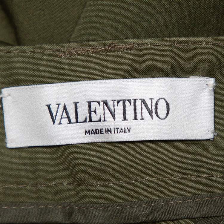 Pre Owned Valentino Khaki Green Cotton Pants M