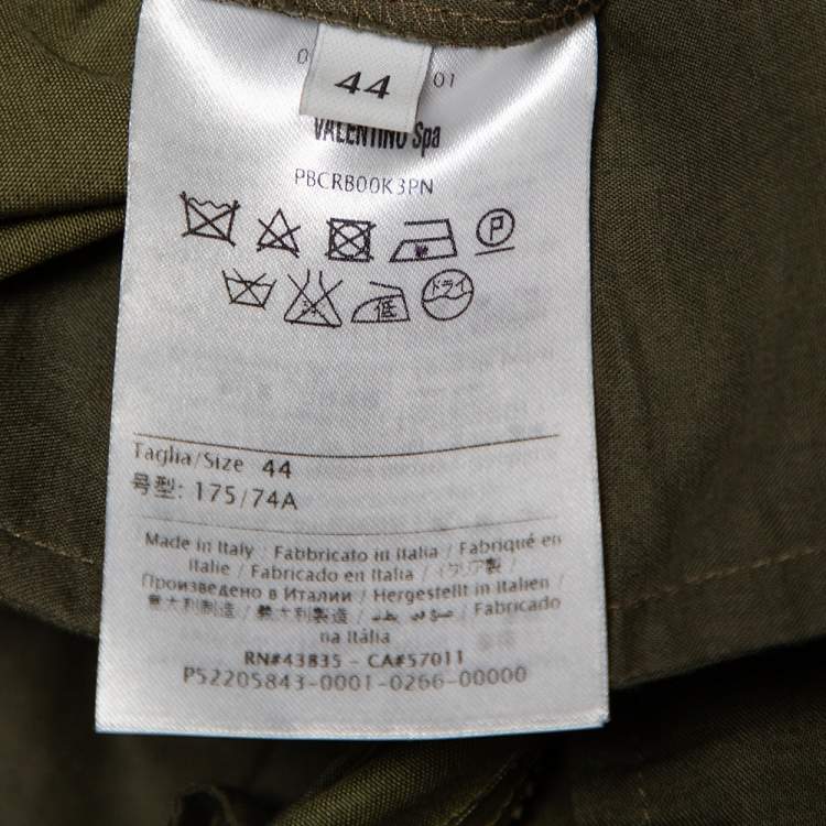 Pre Owned Valentino Khaki Green Cotton Pants M