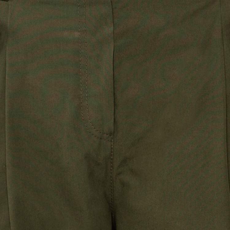 Pre Owned Valentino Khaki Green Cotton Pants M