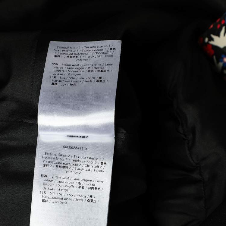 Pre Owned Valentino Black Floral Print Wool & Silk Mini Dress M