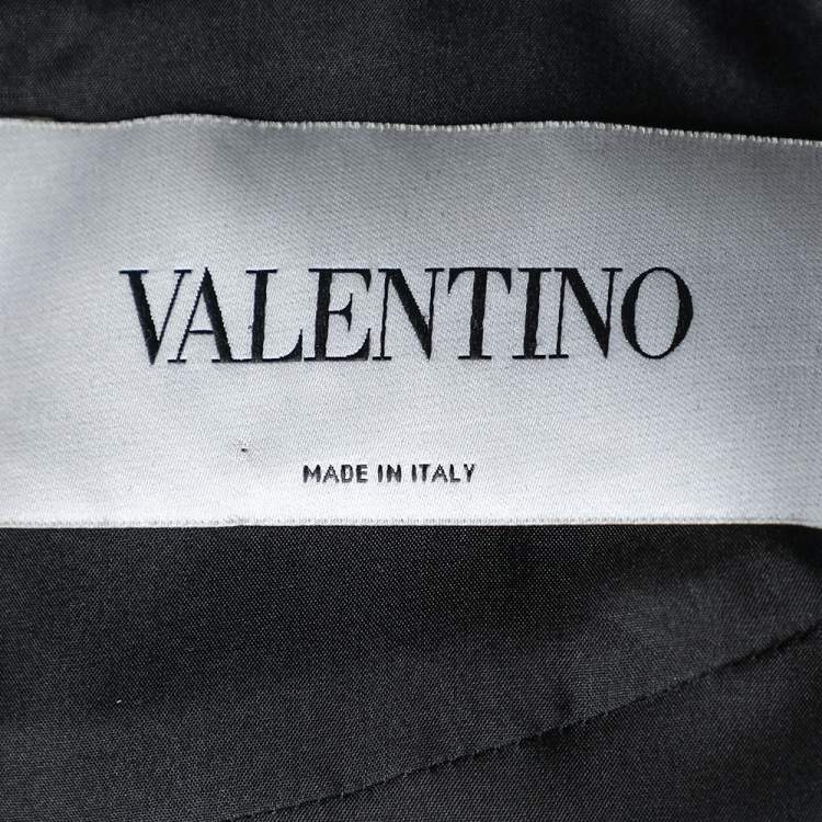 Pre Owned Valentino Black Floral Print Wool & Silk Mini Dress M