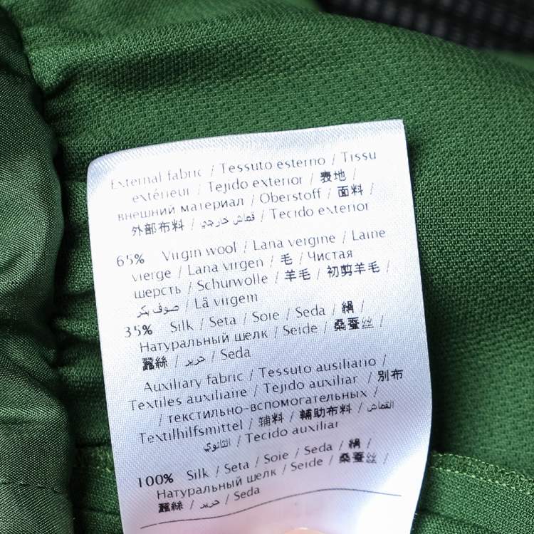 Pre Owned Valentino Green Wool & Silk Pleated Detail Oversized Mini Dress M