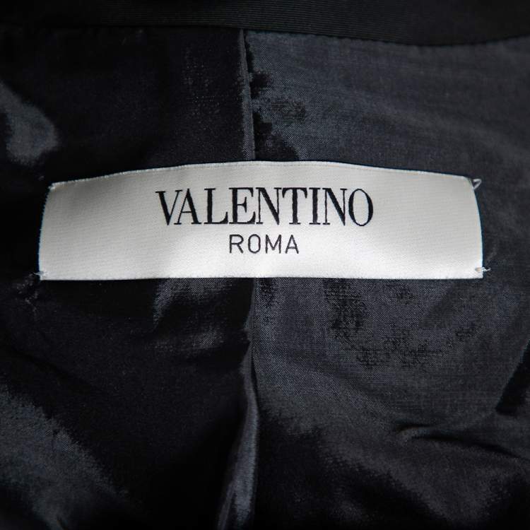 Pre Owned Valentino Black Synthetic Bow Detail Button Front Jacket S
