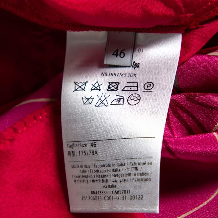Pre Owned Valentino Pink Floral Print Silk Palazzo Pants L