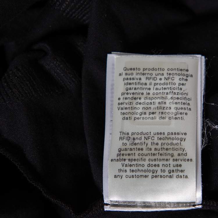 Pre Owned Valentino Black Cotton VLogo Sequence Embellished T-Shirt M 