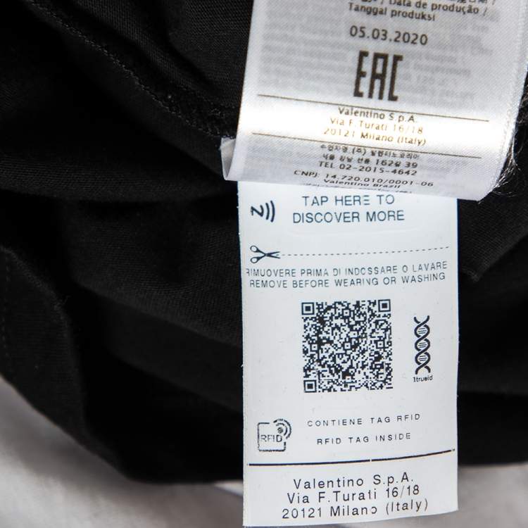 Pre Owned Valentino Black Cotton VLogo Sequence Embellished T-Shirt M 