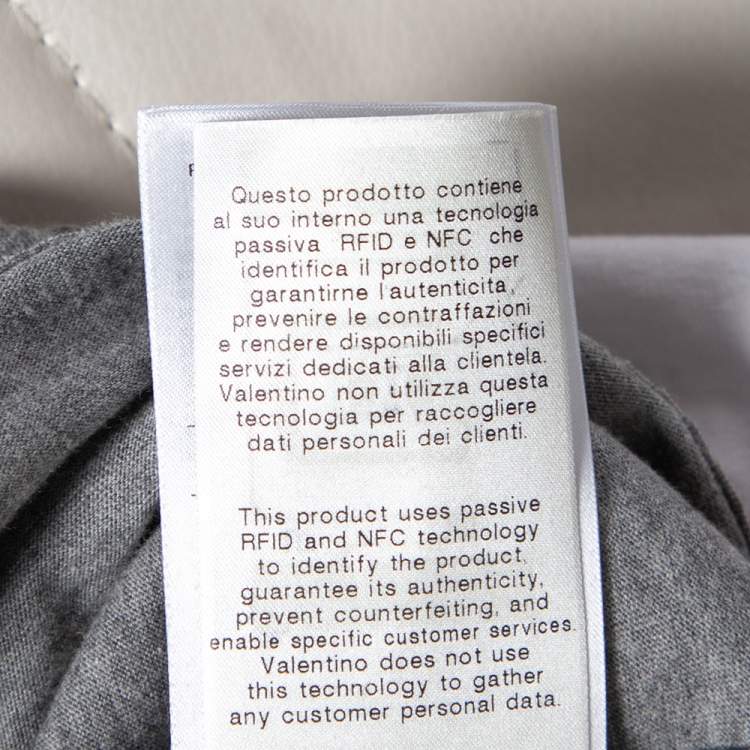 Pre Owned Valentino Grey Cotton VLogo Sequins Embellished T-Shirt M 