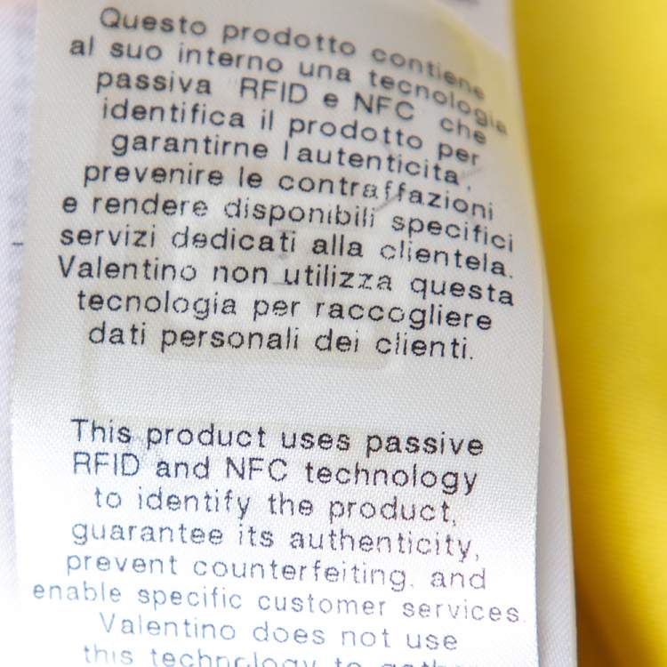 Pre Owned Valentino Yellow Silk Peony Print Asymmetrical Ruffled Gown L