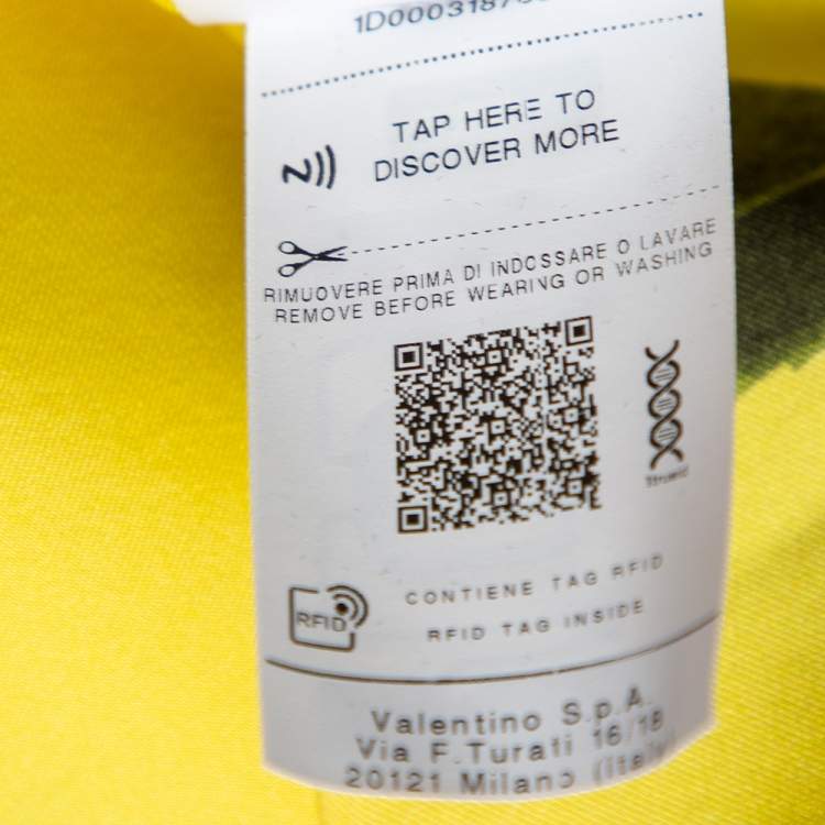 Pre Owned Valentino Yellow Silk Peony Print Asymmetrical Ruffled Gown L