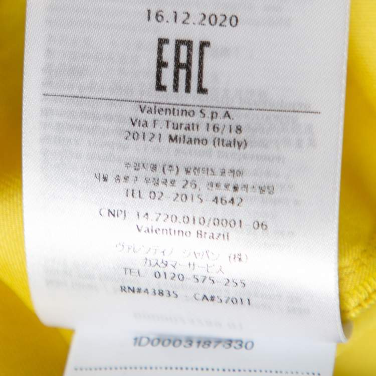 Pre Owned Valentino Yellow Silk Peony Print Asymmetrical Ruffled Gown L