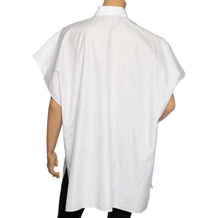 Pre Owned Valentino White Cotton Oversized Button Front Sleeveless Shirt M