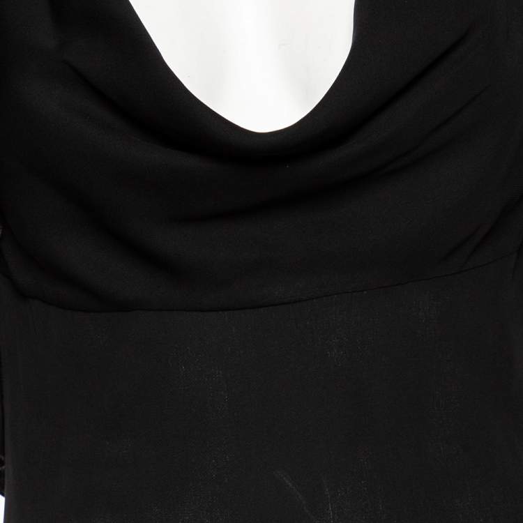 Pre Owned Valentino Black Ruffled Silk Backless Maxi Dress M