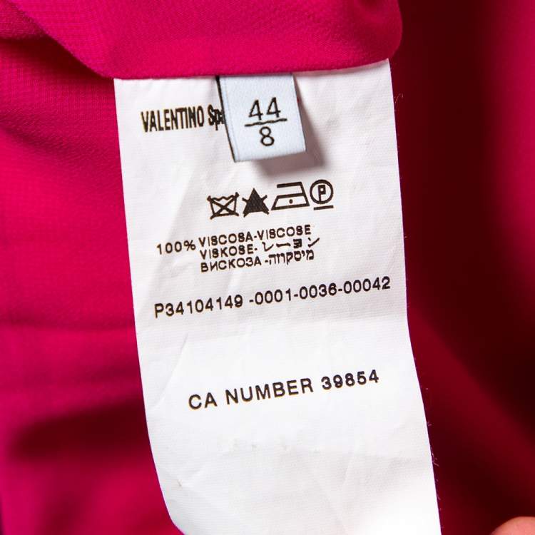 Pre Owned Valentino Fuchsia Satin One Shoulder Maxi Dress M