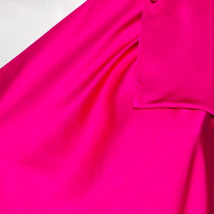 Pre Owned Valentino Fuchsia Satin One Shoulder Maxi Dress M