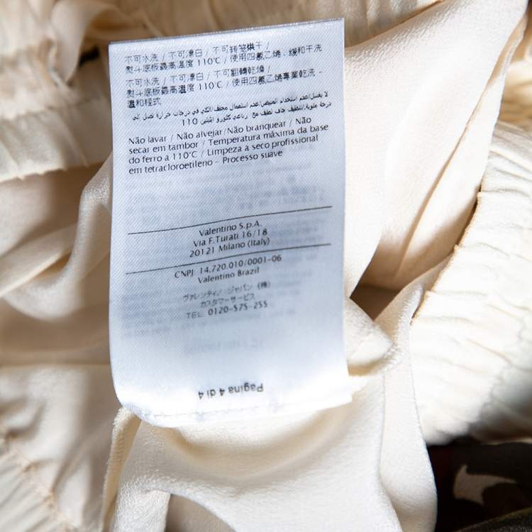 Pre Owned Valentino Cream Floral Printed Silk Palazzo Pants S