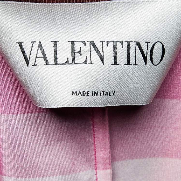 Pre Owned Valentino Multicolor Rainbow Striped Silk Asymmetrical Hem Cape Detail Trench Coat M