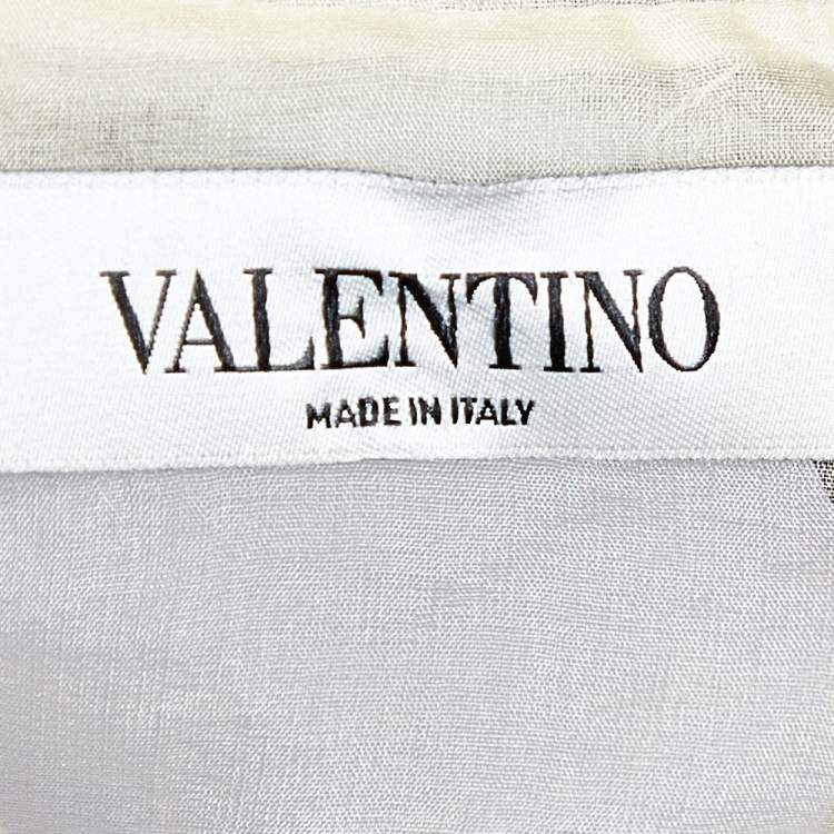 Pre Owned Valentino Cream Embroidered Silk Sheer Shirt M