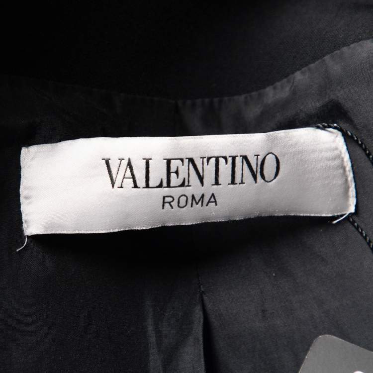 Pre Owned Valentino Black Crepe Hook Front Collarless Jacket S
