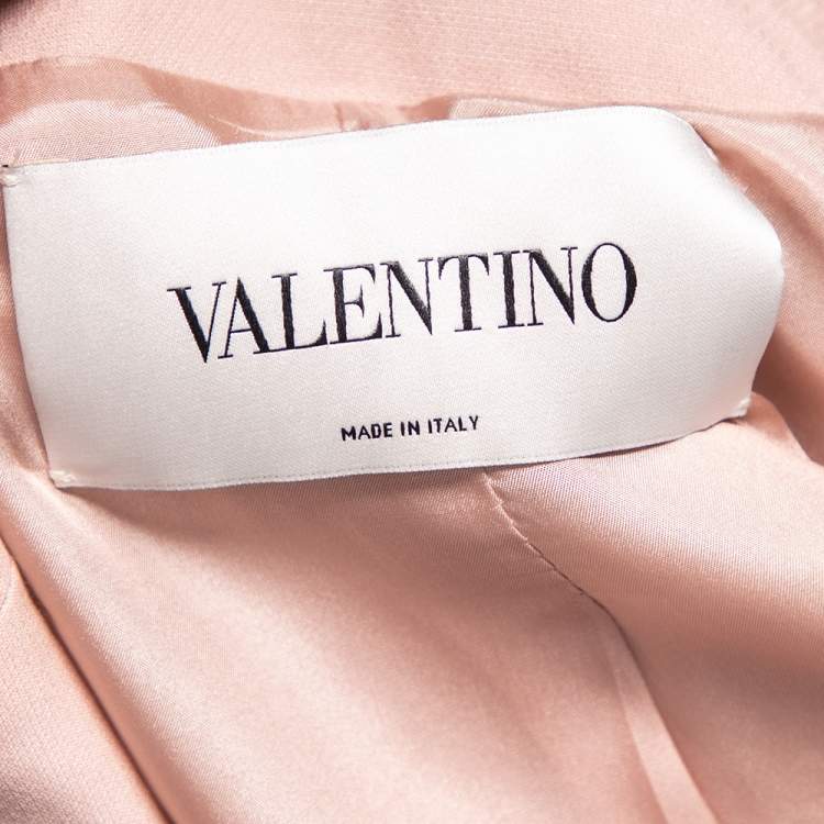 Pre Owned Valentino Dusky Pink Wool Crepe Rock Studded Button Front Jacket M
