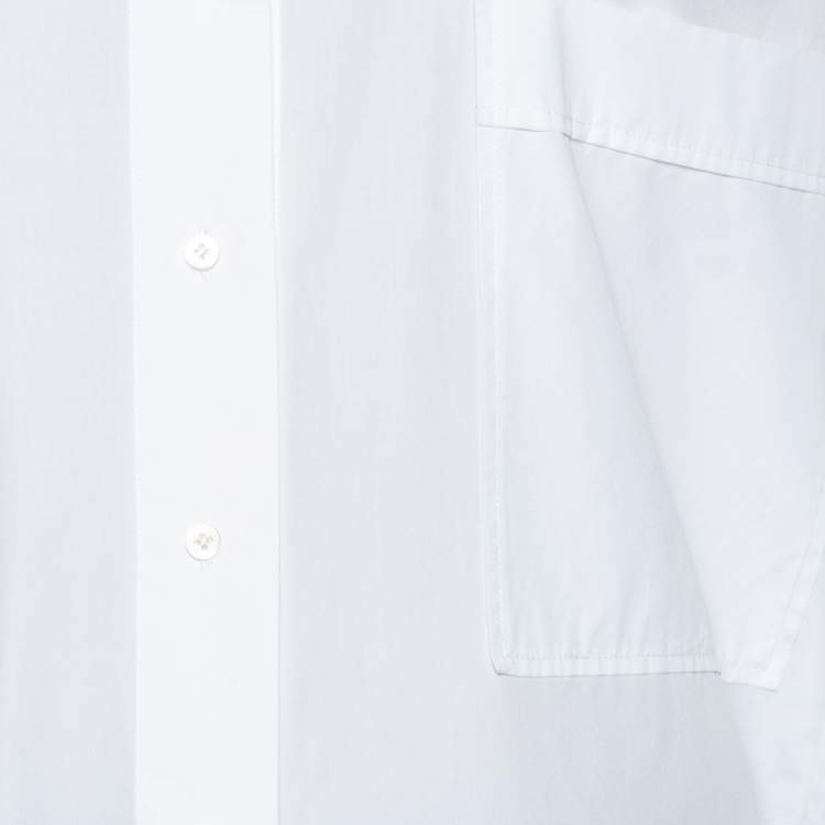 Pre Owned Valentino White Cotton Pocketed Button Front Shirt M