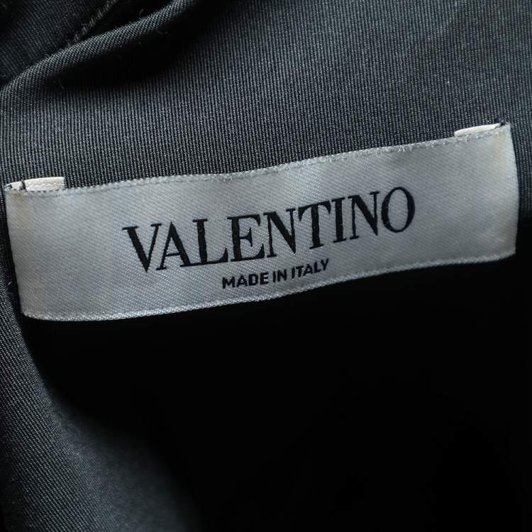 Pre Owned Valentino Black Cotton & Ostrich Feather Detailed Button Front Shirt M