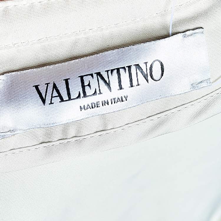 Pre Owned Valentino Cream Ruffled Cotton Zip Front Jacket M