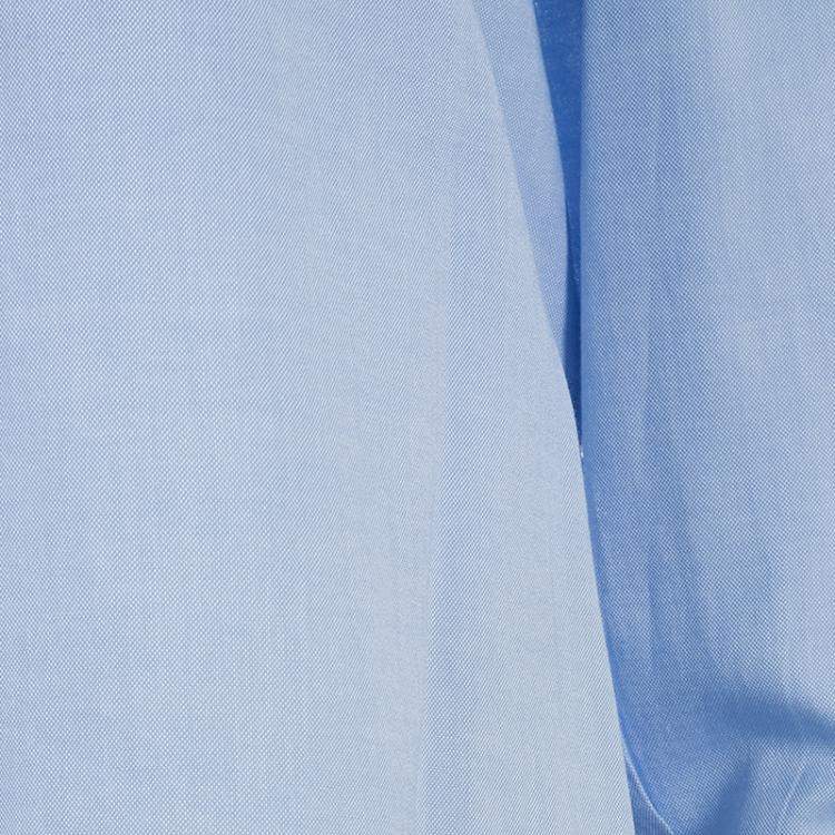 Pre Owned Valentino Blue Tie Neck Long Sleeve Shirt M