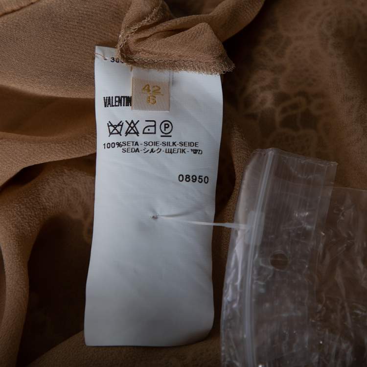 Pre Owned Valentino Beige Silk & Lace Trimmed Sleeveless Camisole M