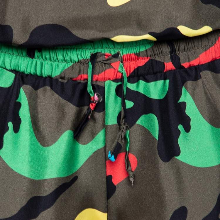 Pre Owned Valentino Multicolored Camouflage Silk Sleeveless Jumpsuit S