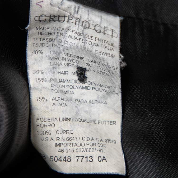 Pre Owned Valentino Vintage Grey Wool Knit Button Front Coat M