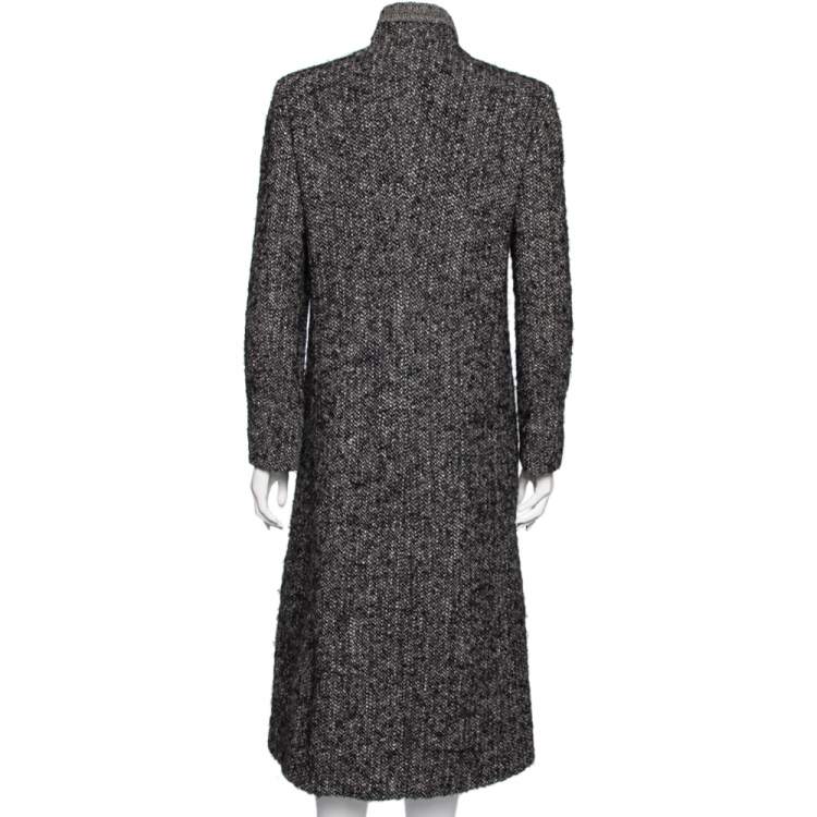Pre Owned Valentino Vintage Grey Wool Knit Button Front Coat M