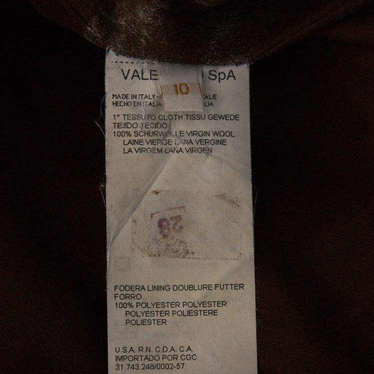 Pre Owned Valentino Brown Boucle Knit & Suede Trimmed Zip Front Jacket L