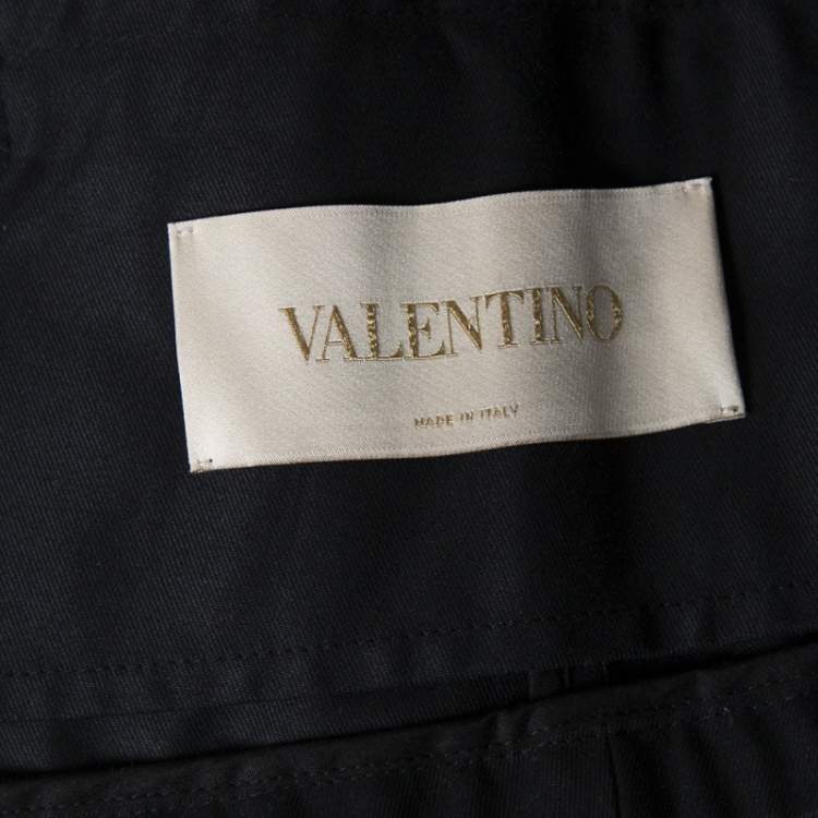 Pre Owned Valentino Black Tribal Beat Embellished Cotton Military Jacket L