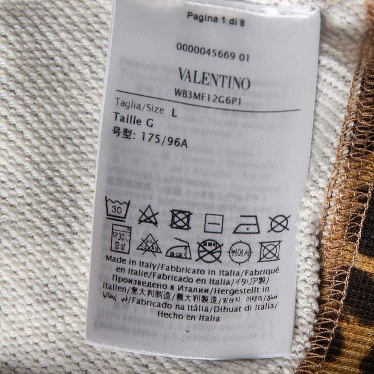 Pre Owned Valentino Brown Leopard Printed Cotton Cropped Sweatshirt L
