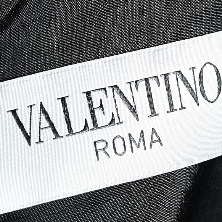 Pre Owned Valentino Black Wool Ruffled Hem Dress S