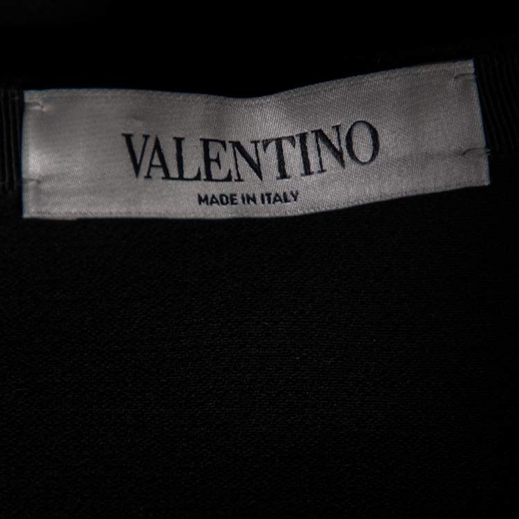 Pre Owned Valentino Black Wool V Pocket Detailed A-Line Skirt M