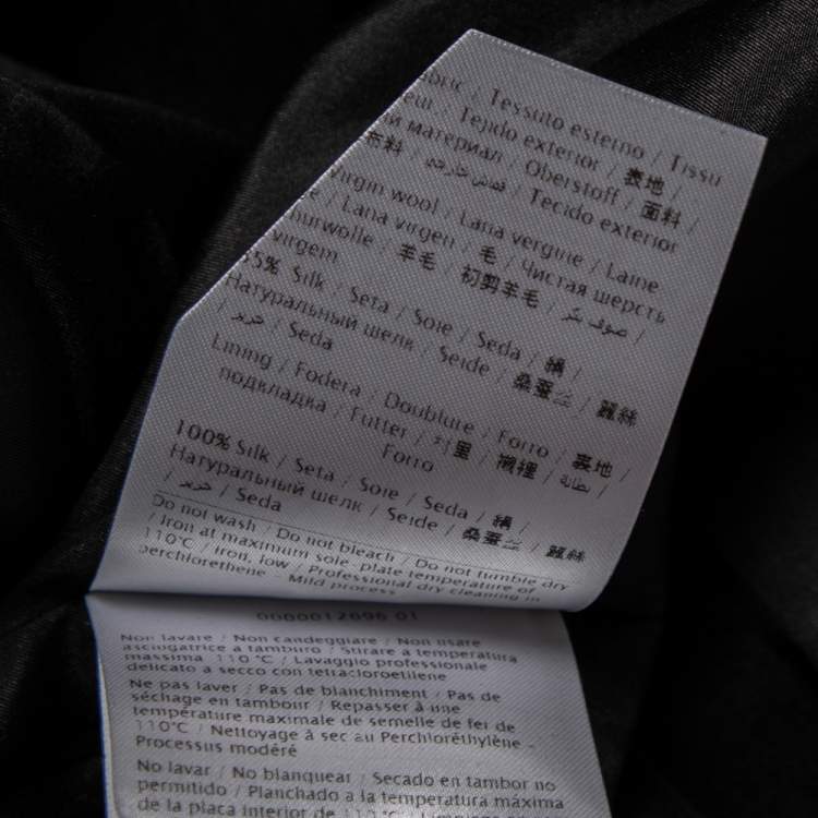 Pre Owned Valentino Black Polka Dotted Wool Flared Hem Detailed Dress L