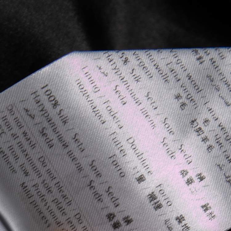 Pre Owned Valentino Black Polka Dotted Wool Flared Hem Detailed Dress L