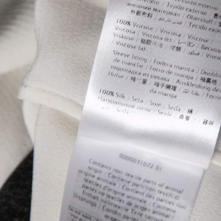 Pre Owned Valentino Monochrome Printed Satin Neck Tie Detail Blouse M