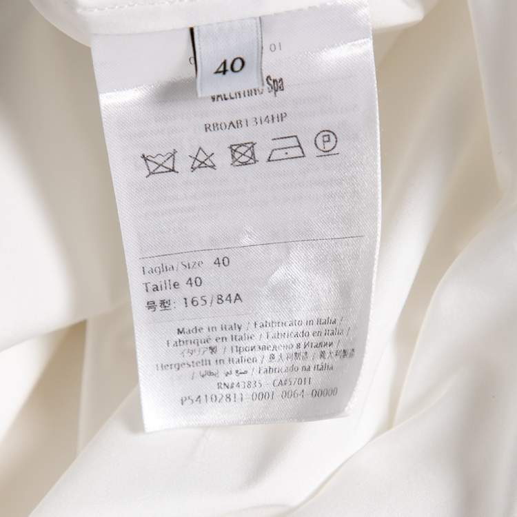 Pre Owned Valentino White Cotton Ruffed Hem Detail Button Front Oversized Blouse S