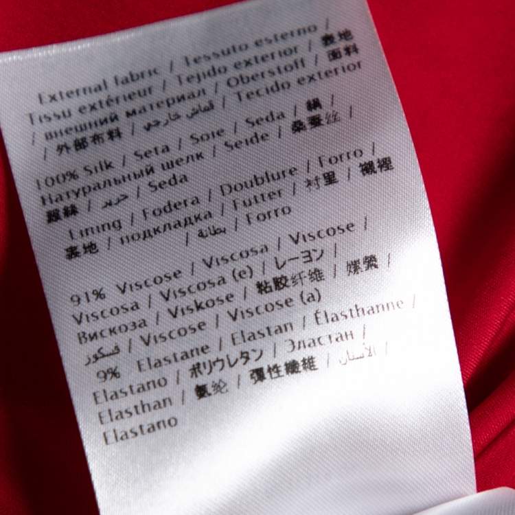 Pre Owned Valentino Red Floral Printed Silk Chiffon Ruffle Trimmed Belted Gown L