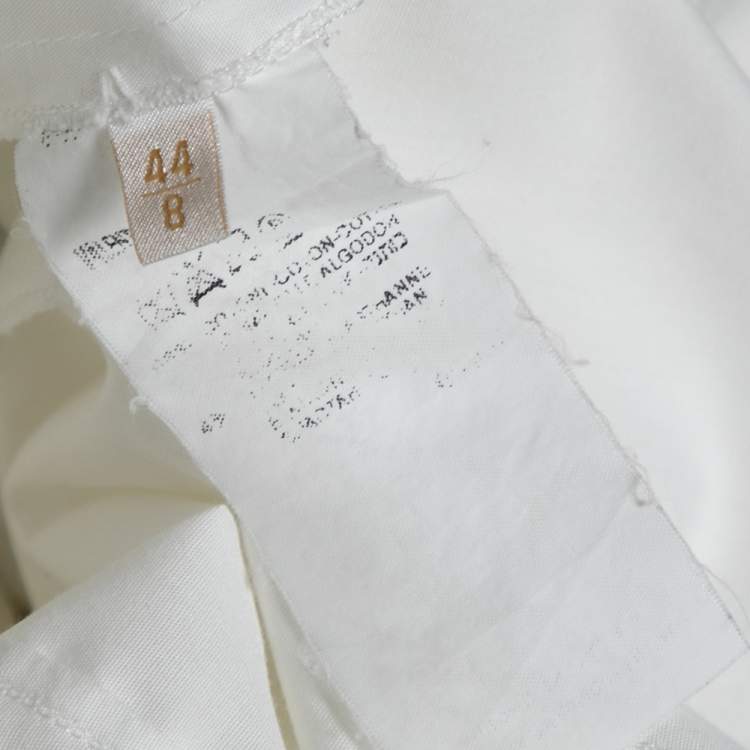 Pre Owned Valentino White Bead Embellished Cotton Button Front Shirt M