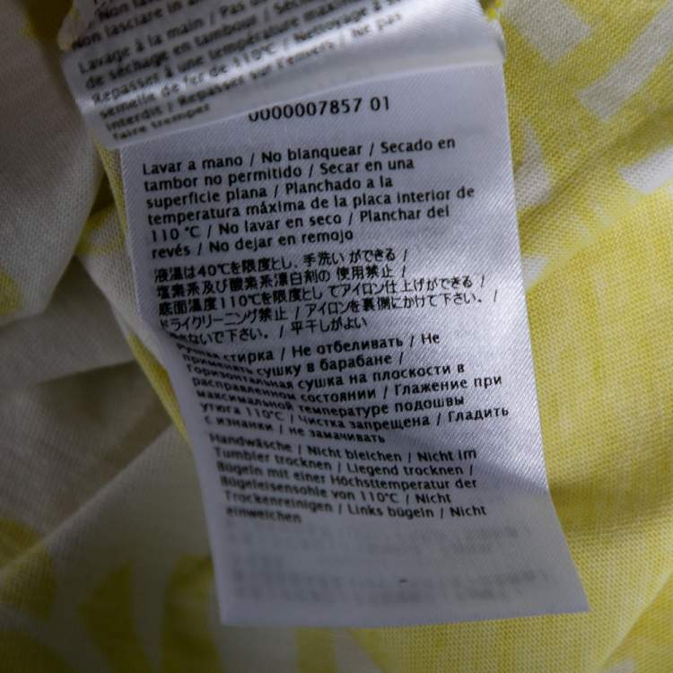 Pre Owned Valentino Yellow Logo Wave Printed Cotton Short Sleeve T-Shirt M