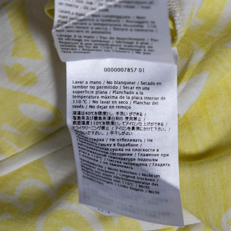 Pre Owned Valentino Yellow Logo Wave Printed Cotton Short Sleeve T-Shirt M