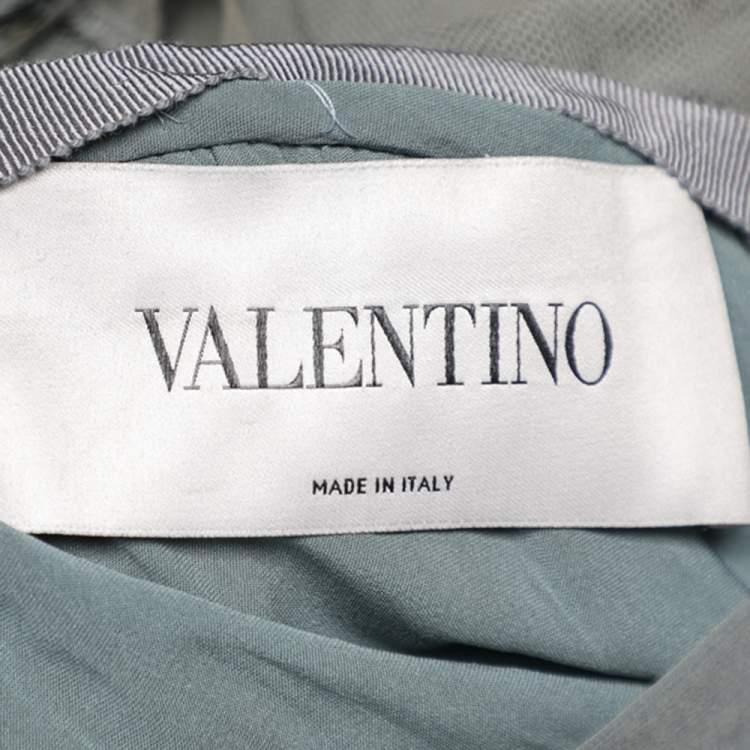 مملوكة مسبقًا Valentino Grey Crepe de Chine Silk Embellished Maxi Dress L