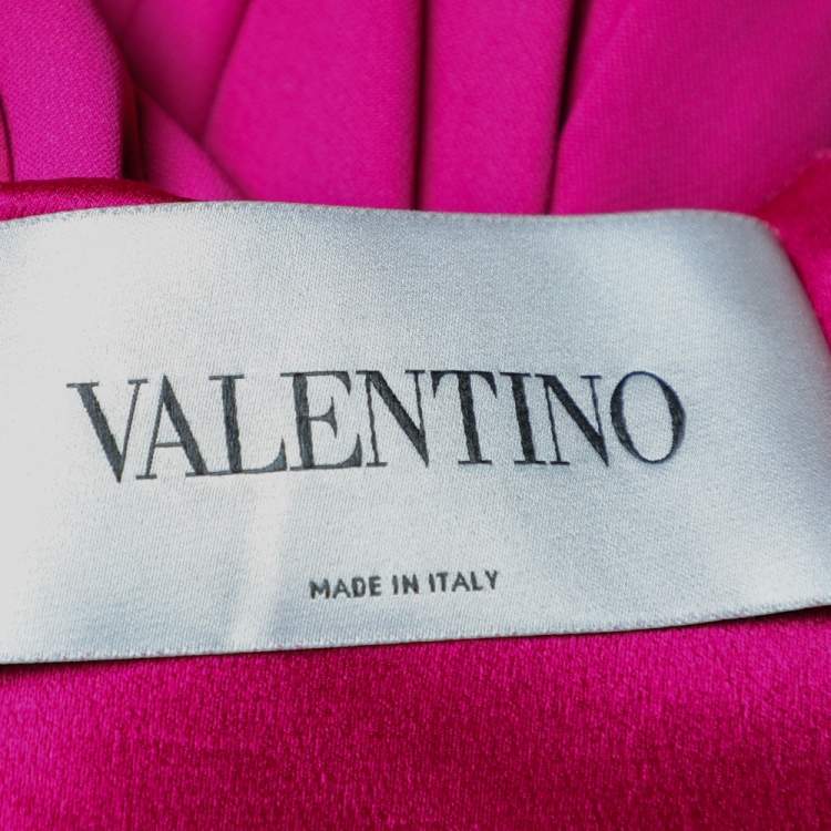 Pre Owned Valentino Pink Crepe Slit Detail Draped Sleeveless Gown L