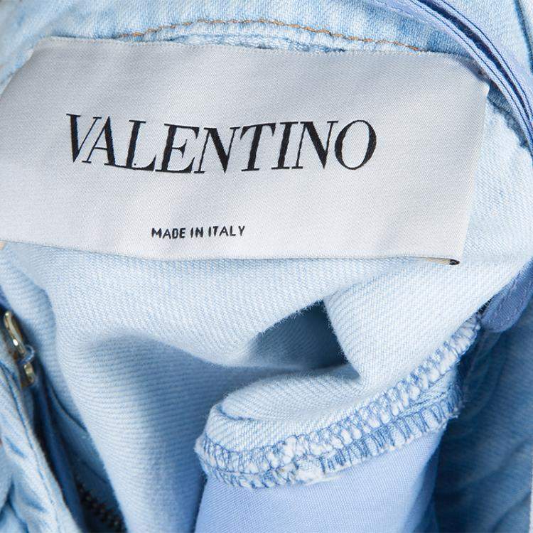 Pre Owned Valentino Blue Light Wash Denim Crossback Romper M
