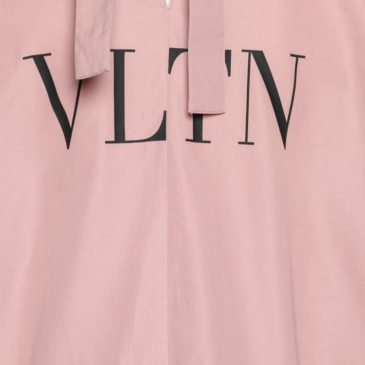 Pre Owned Valentino Pink Cotton Back Neck Tie Detail Oversized Shirt S