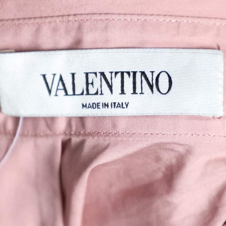 Pre Owned Valentino Pink Cotton Back Neck Tie Detail Oversized Shirt S