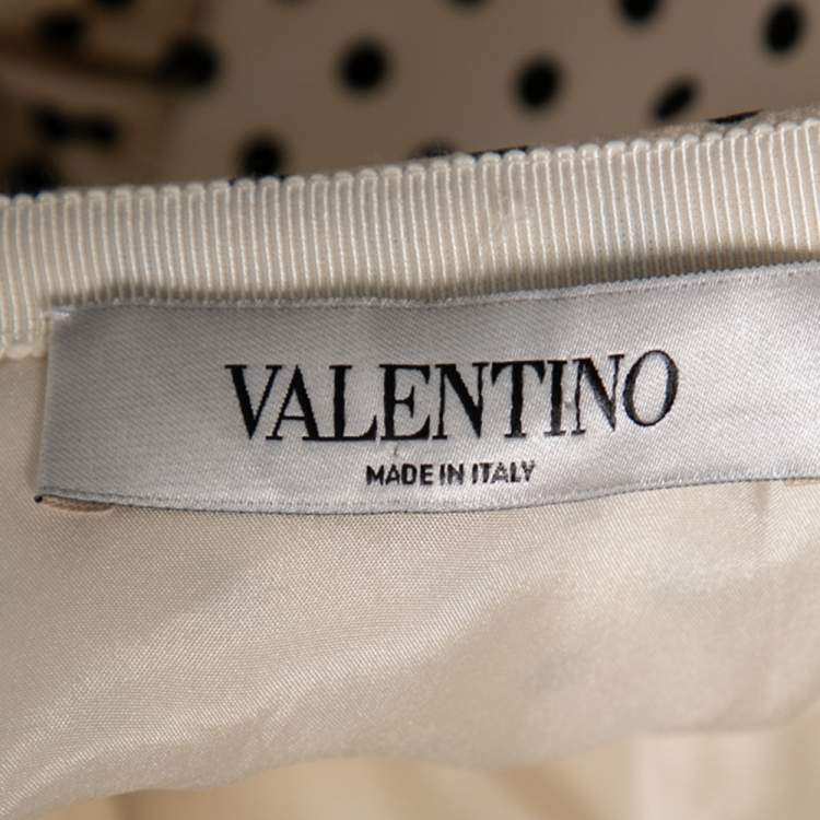 Pre Owned Valentino Cream Polka Dotted Frilled Short Skirt M